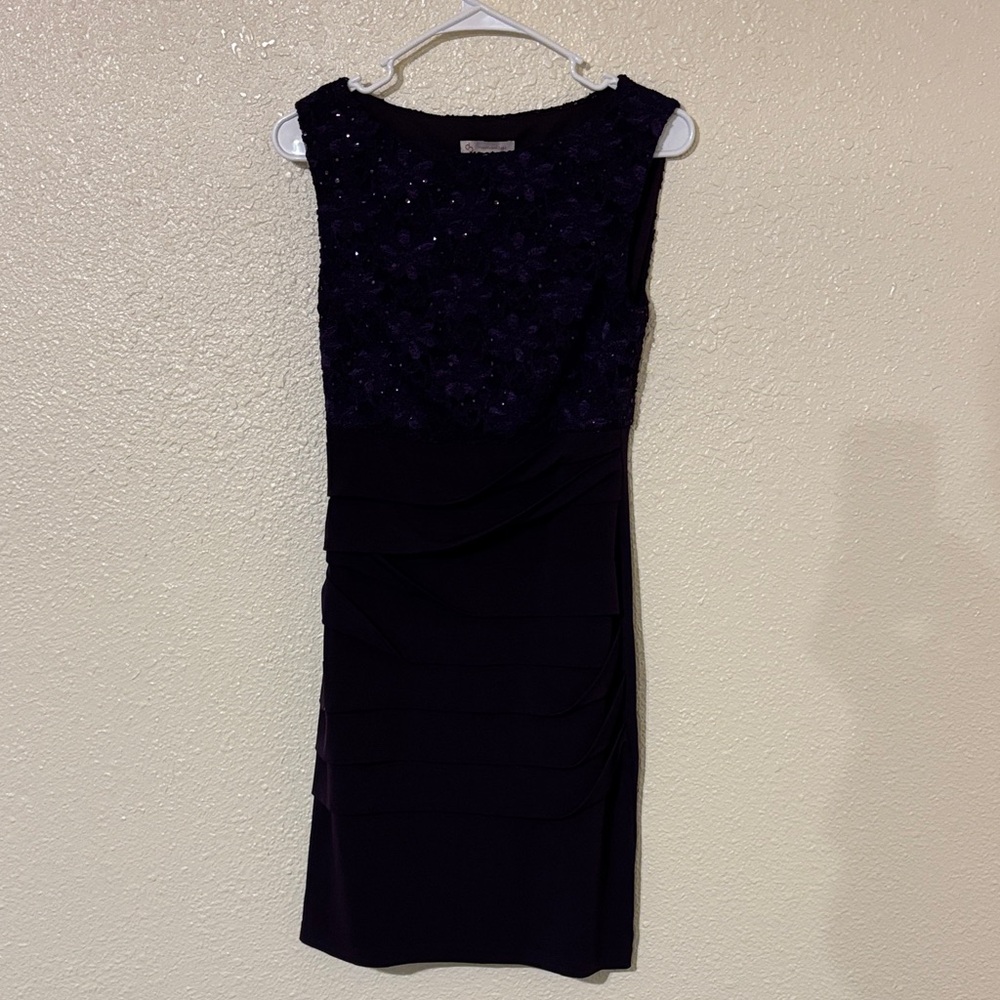Deep Purple Sleeveless Dress with Lace